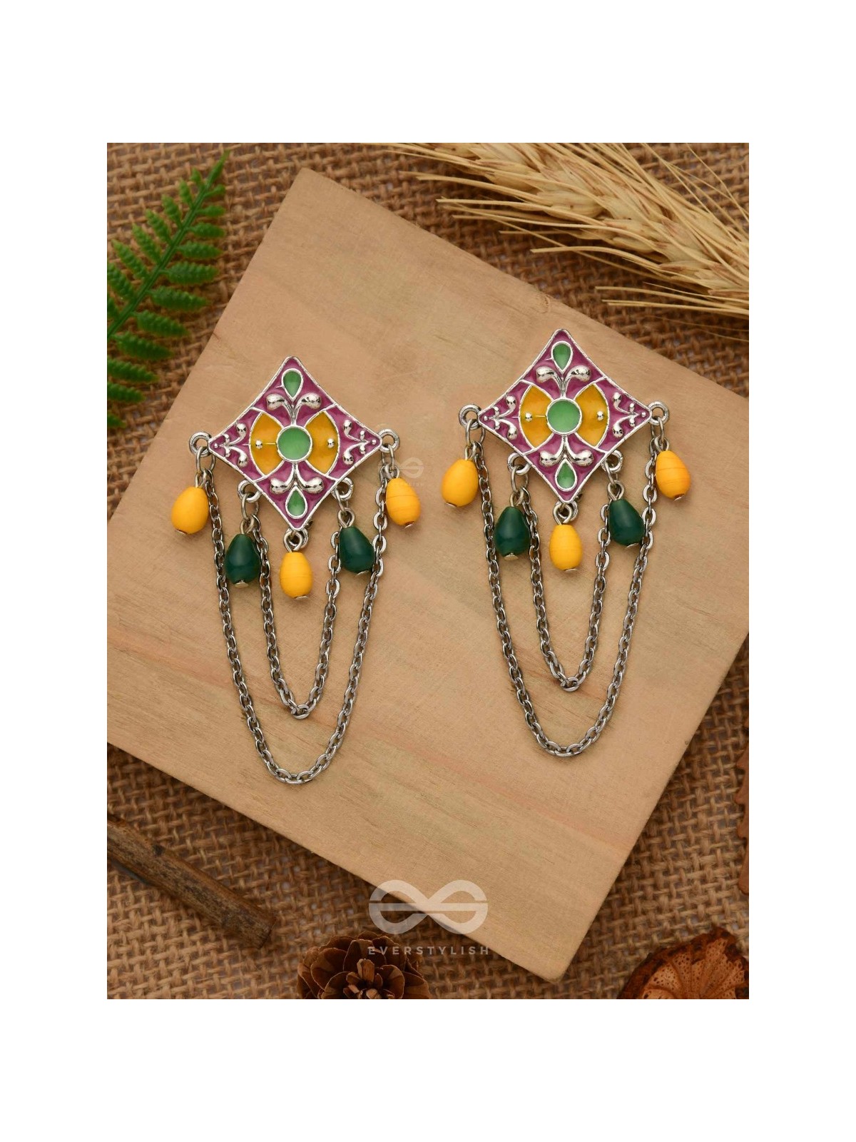 The Countryside Charms - Enamelled Oxidised Earrings
