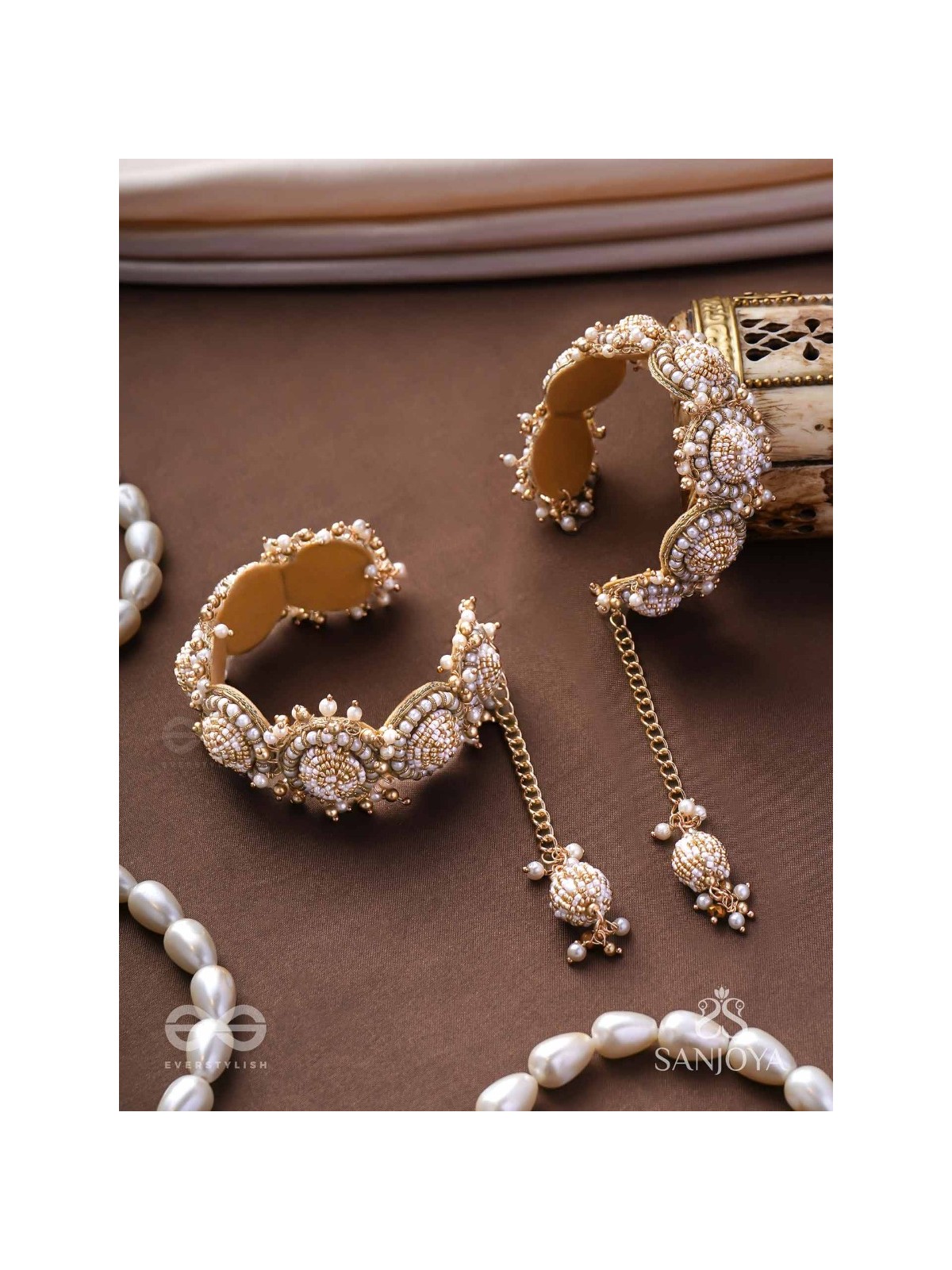 Tararaman - The Bejewelled Galaxies - Beaded Hand Embroidered Cuff Bracelets (Set Of 2)