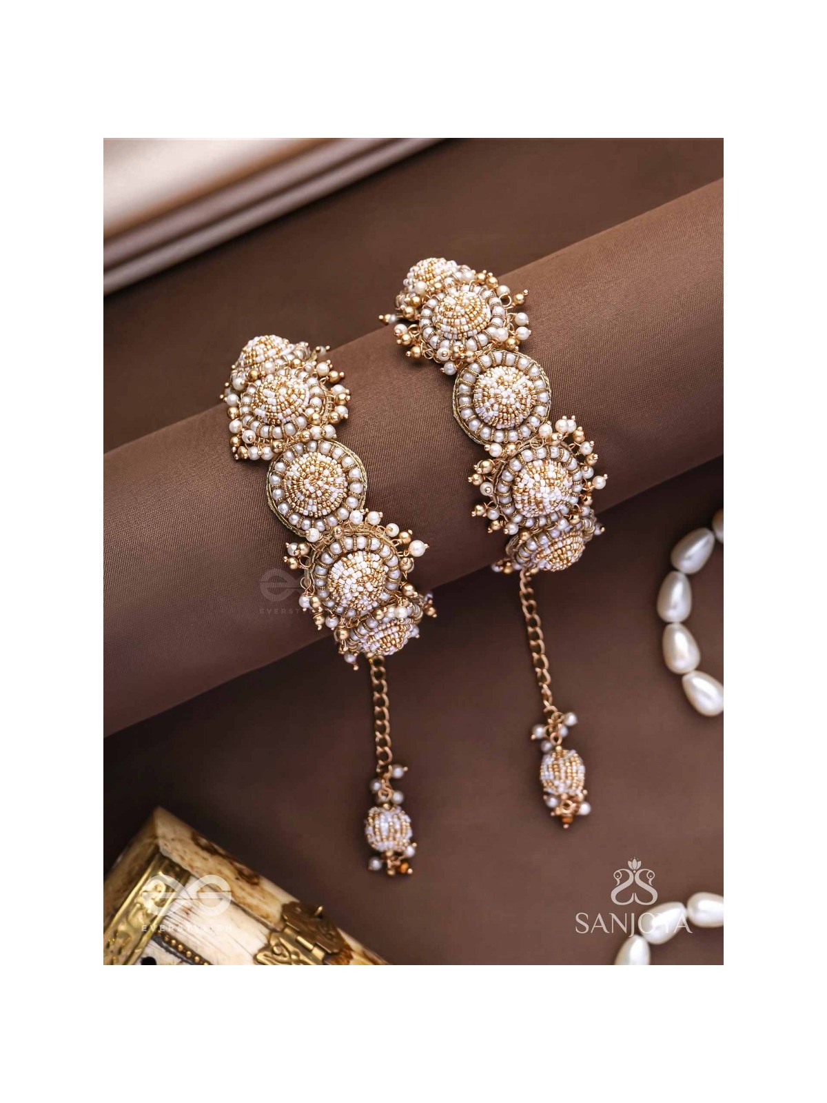 Tararaman - The Bejewelled Galaxies - Beaded Hand Embroidered Cuff Bracelets (Set Of 2)