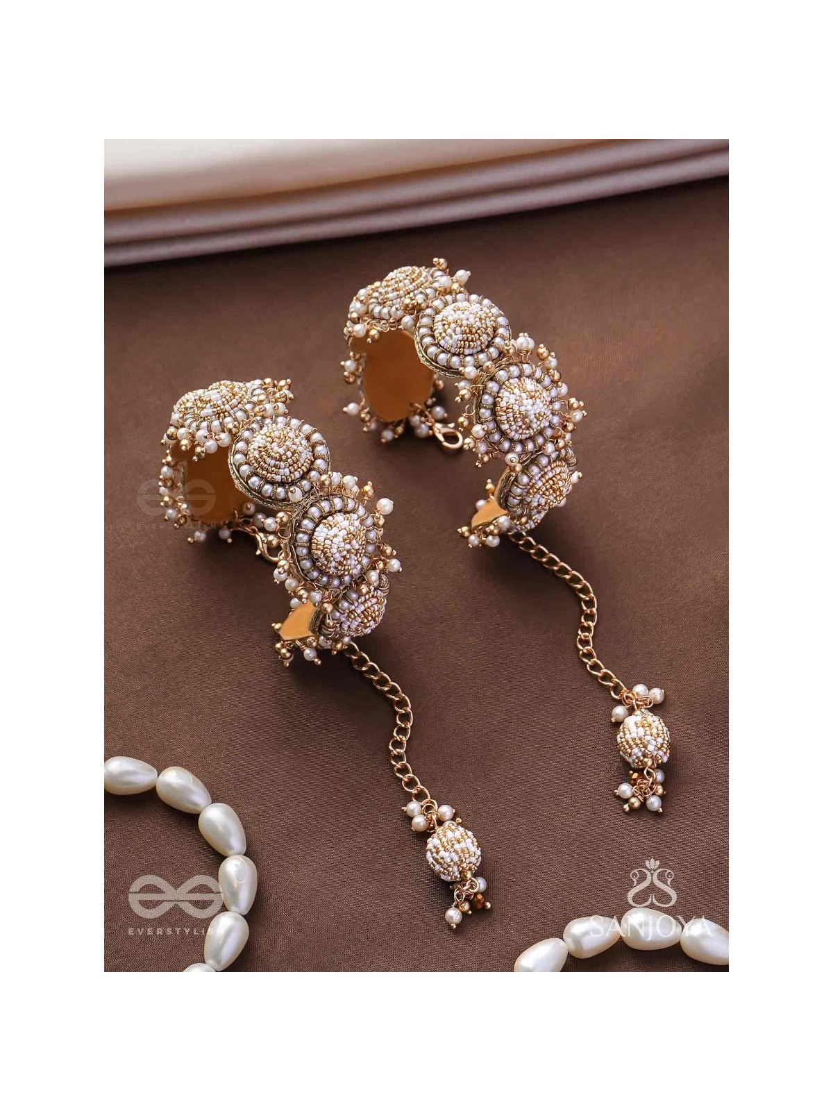 Tararaman - The Bejewelled Galaxies - Beaded Hand Embroidered Cuff Bracelets (Set Of 2)