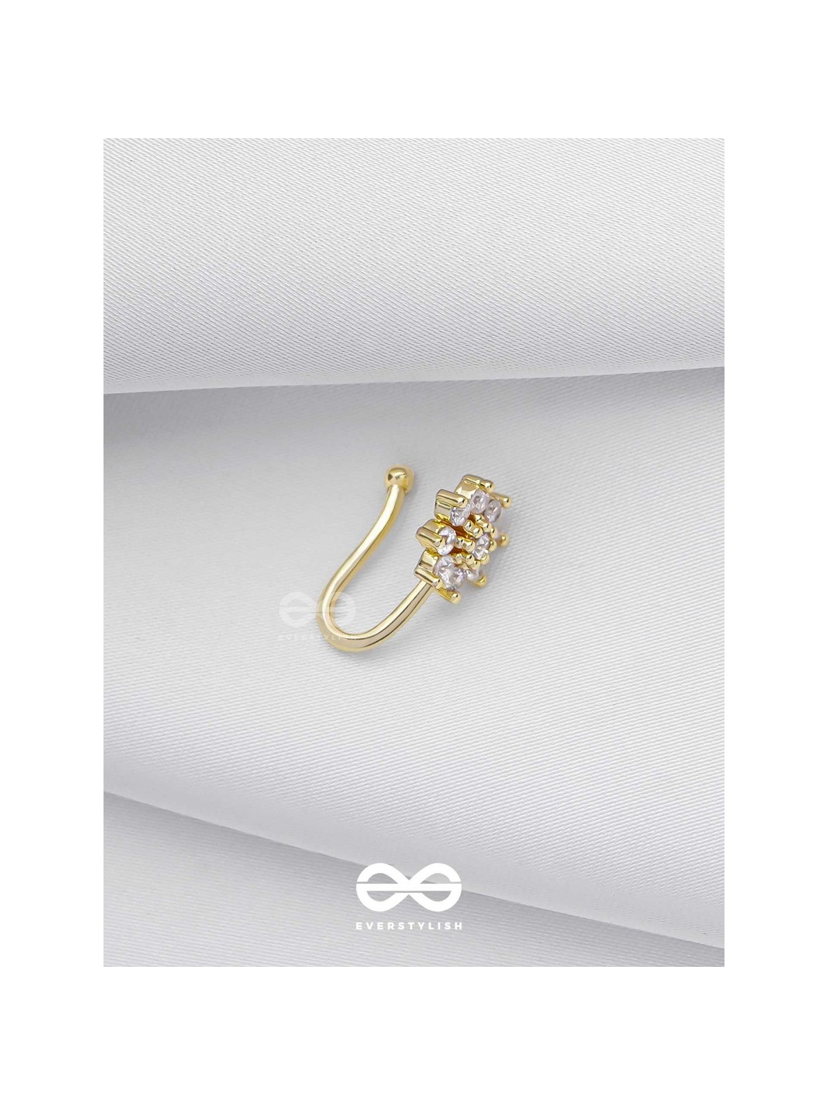 The Gorgeous Bloom - Golden Cubic Zirconia  NoseRing (NON-PIERCING)