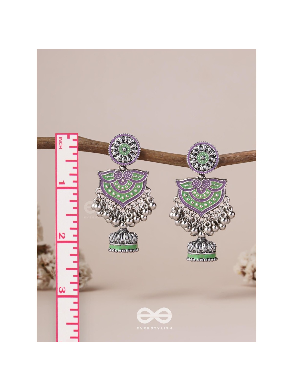 The Forest Lake- Enamelled Oxidised Earrings