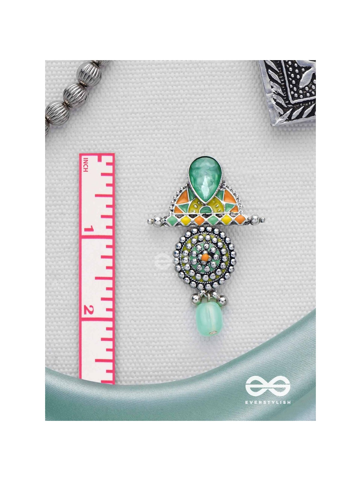 The Warm Shades - Stone Enamelled Oxidised Earrings