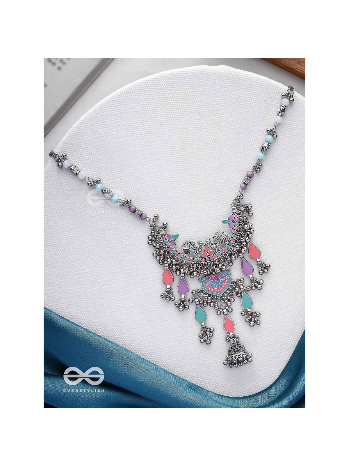 The Peacock Union - Enamelled Oxidised Neckpiece