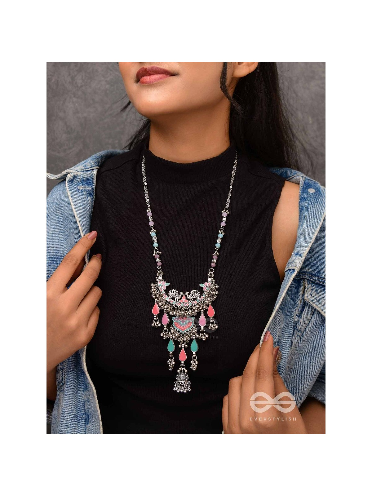 The Peacock Union - Enamelled Oxidised Neckpiece