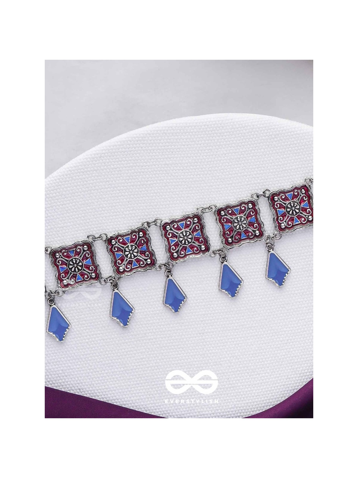 The Authentic Aura - Enamelled Oxidised Choker Neckpiece