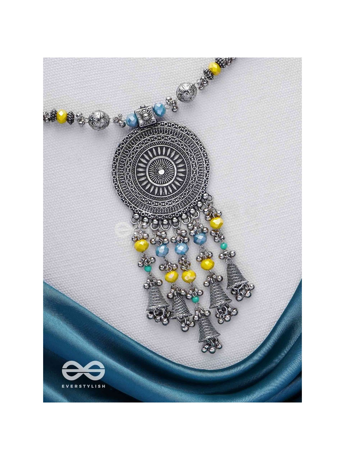 The Mandala Creation - Oxidised Hand Embroidered Neckpiece