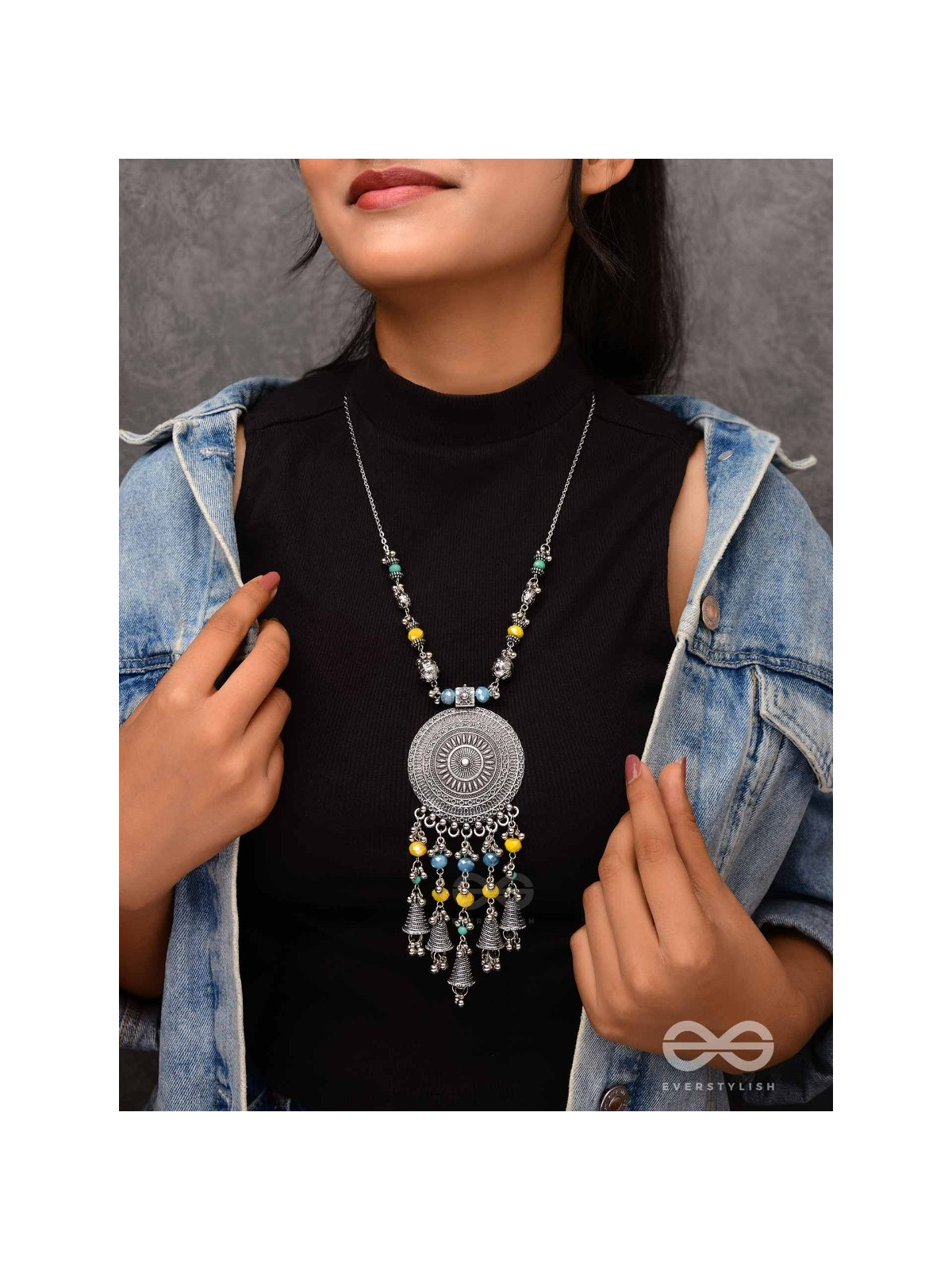 The Mandala Creation - Oxidised Hand Embroidered Neckpiece