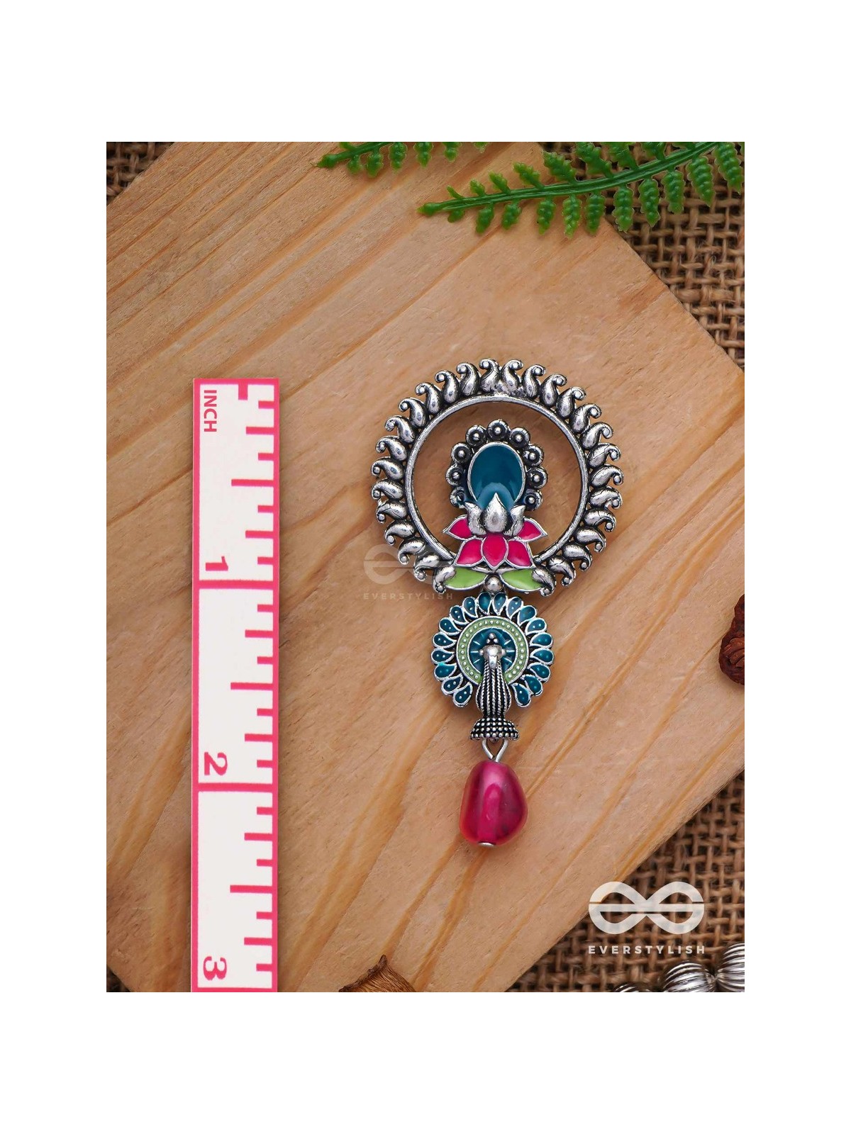 The Peacock Nelumbos - Enamelled Oxidised Earrings