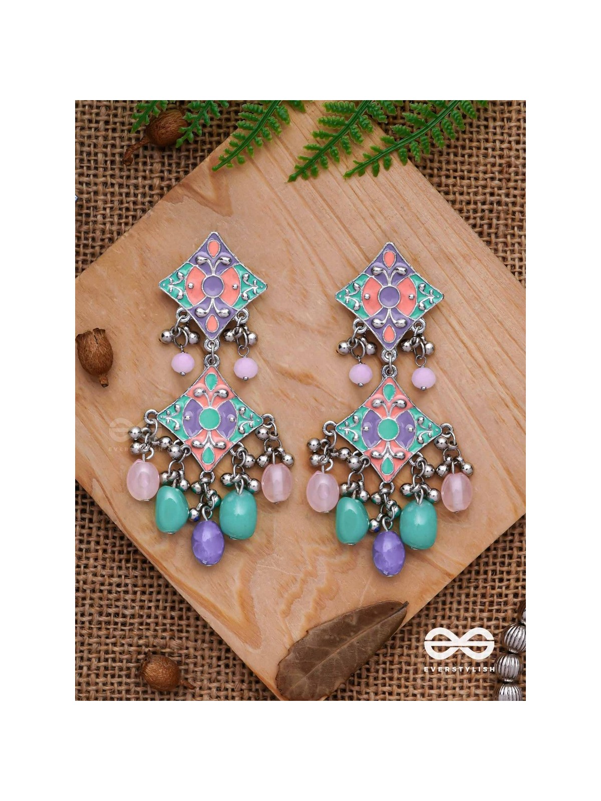 The Pastel Delights - Enamelled Oxidised Earrings