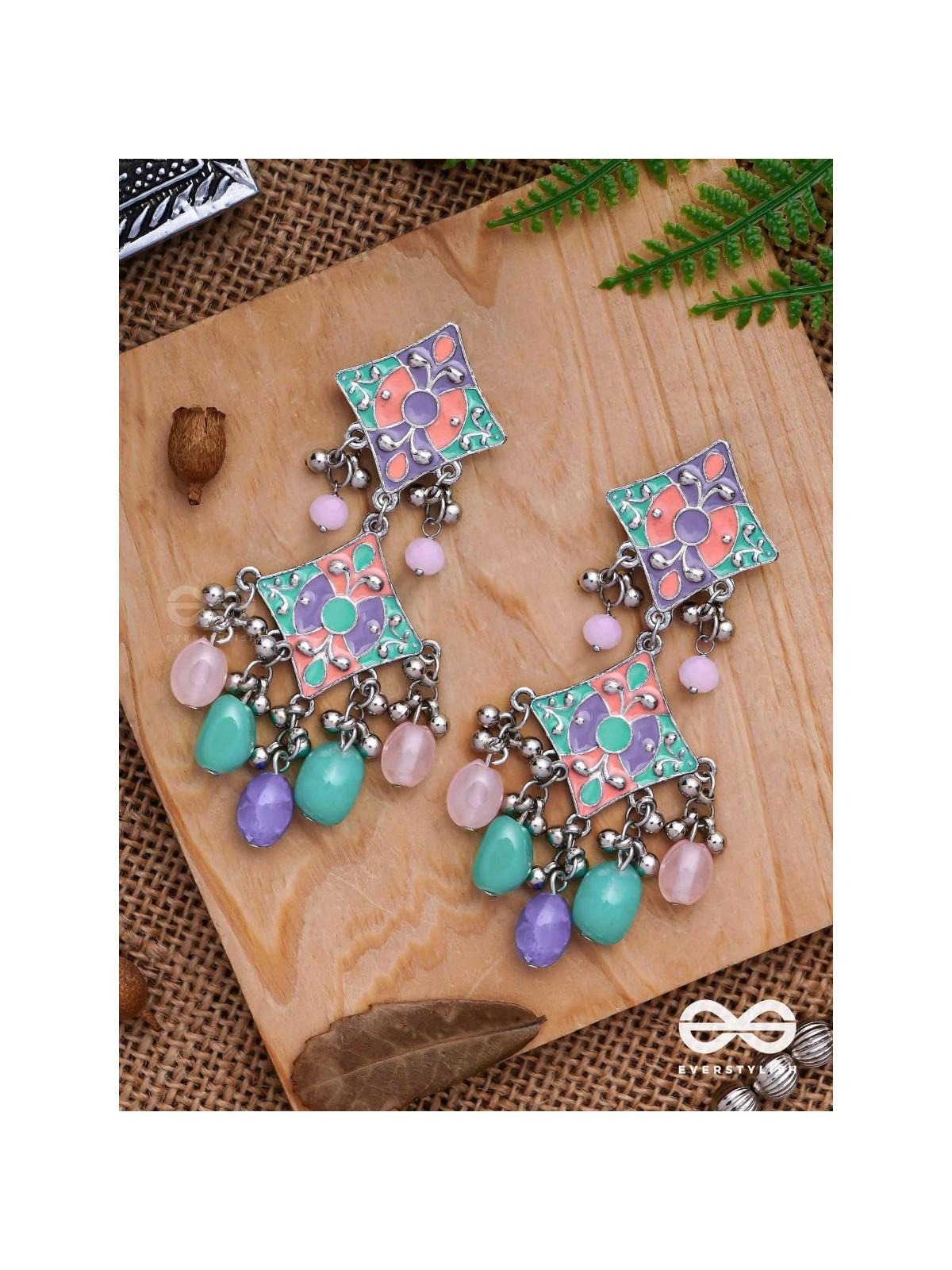 The Pastel Delights - Enamelled Oxidised Earrings