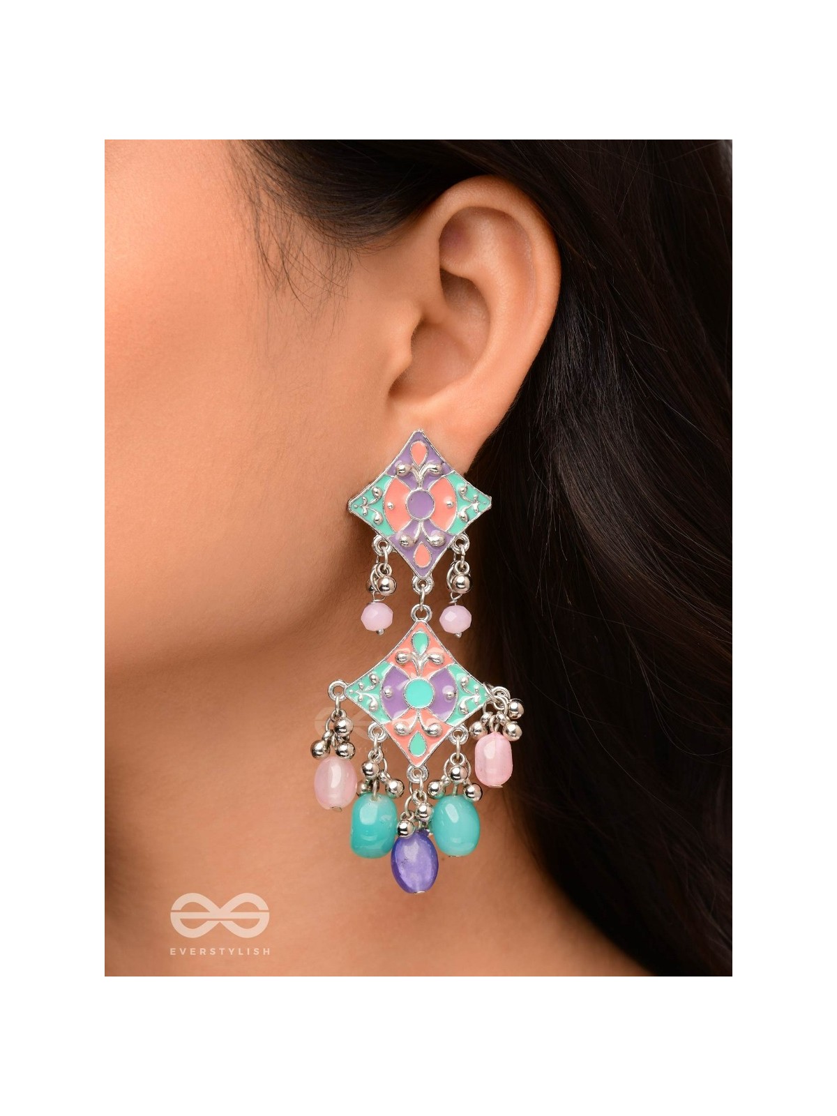 The Pastel Delights - Enamelled Oxidised Earrings