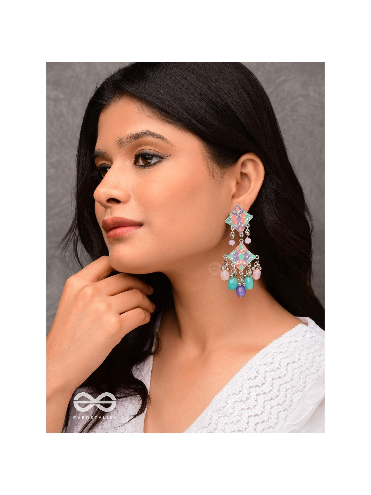 The Pastel Delights - Enamelled Oxidised Earrings