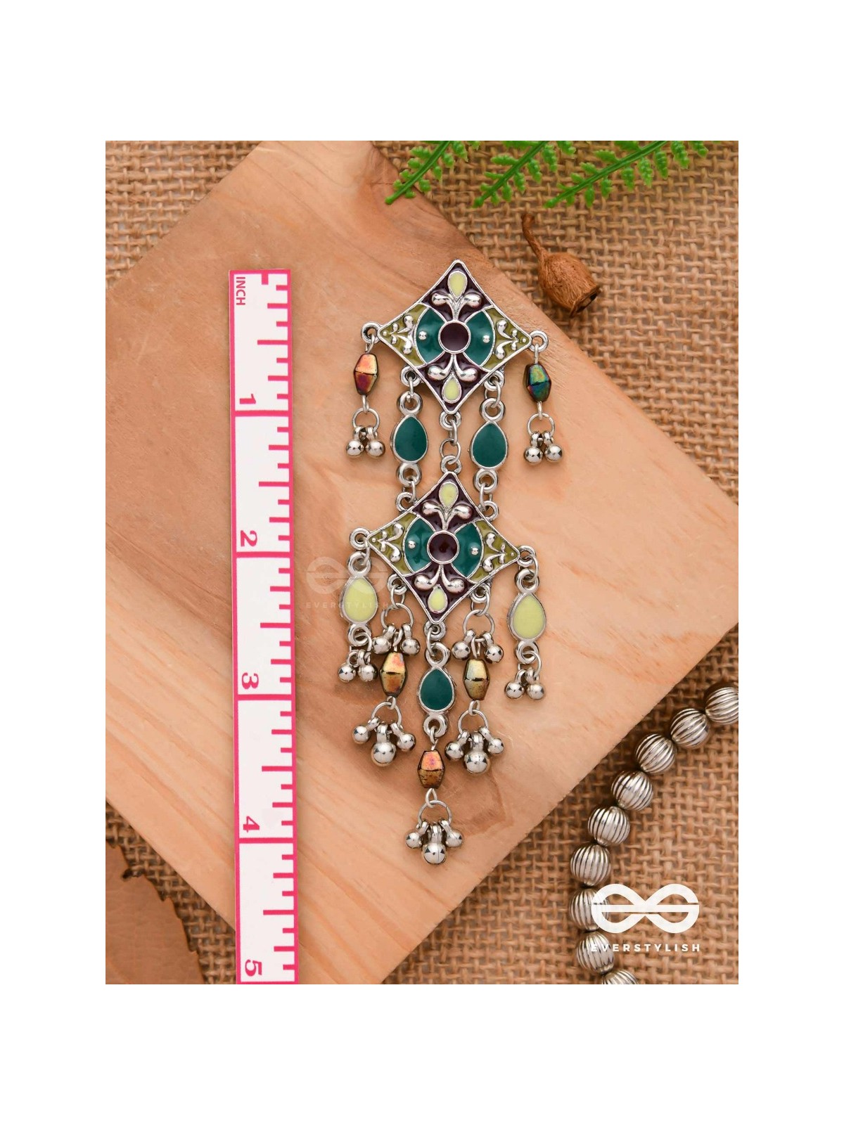 The Earthy Shades - Enamelled Oxidised Earrings