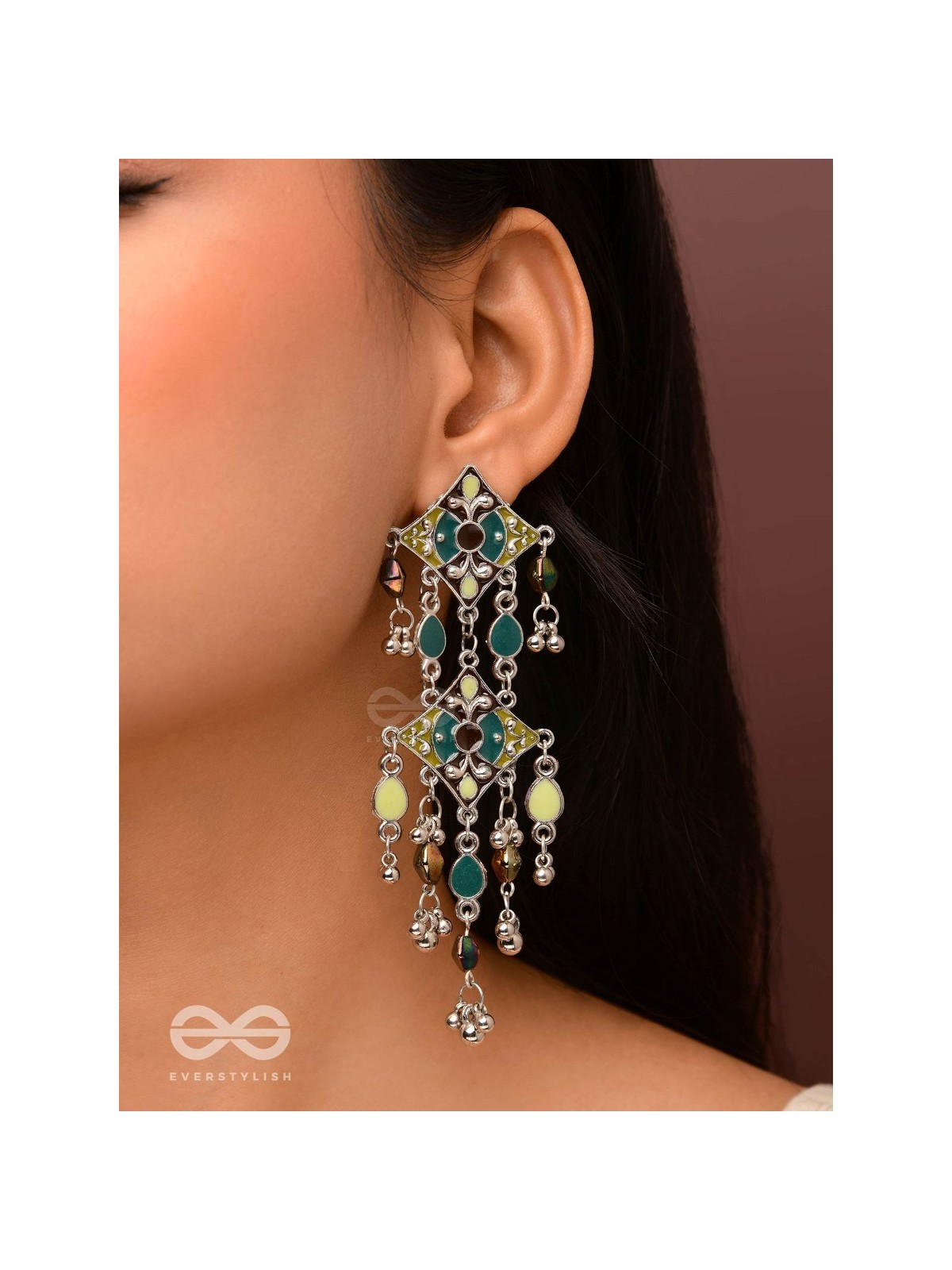 The Earthy Shades - Enamelled Oxidised Earrings