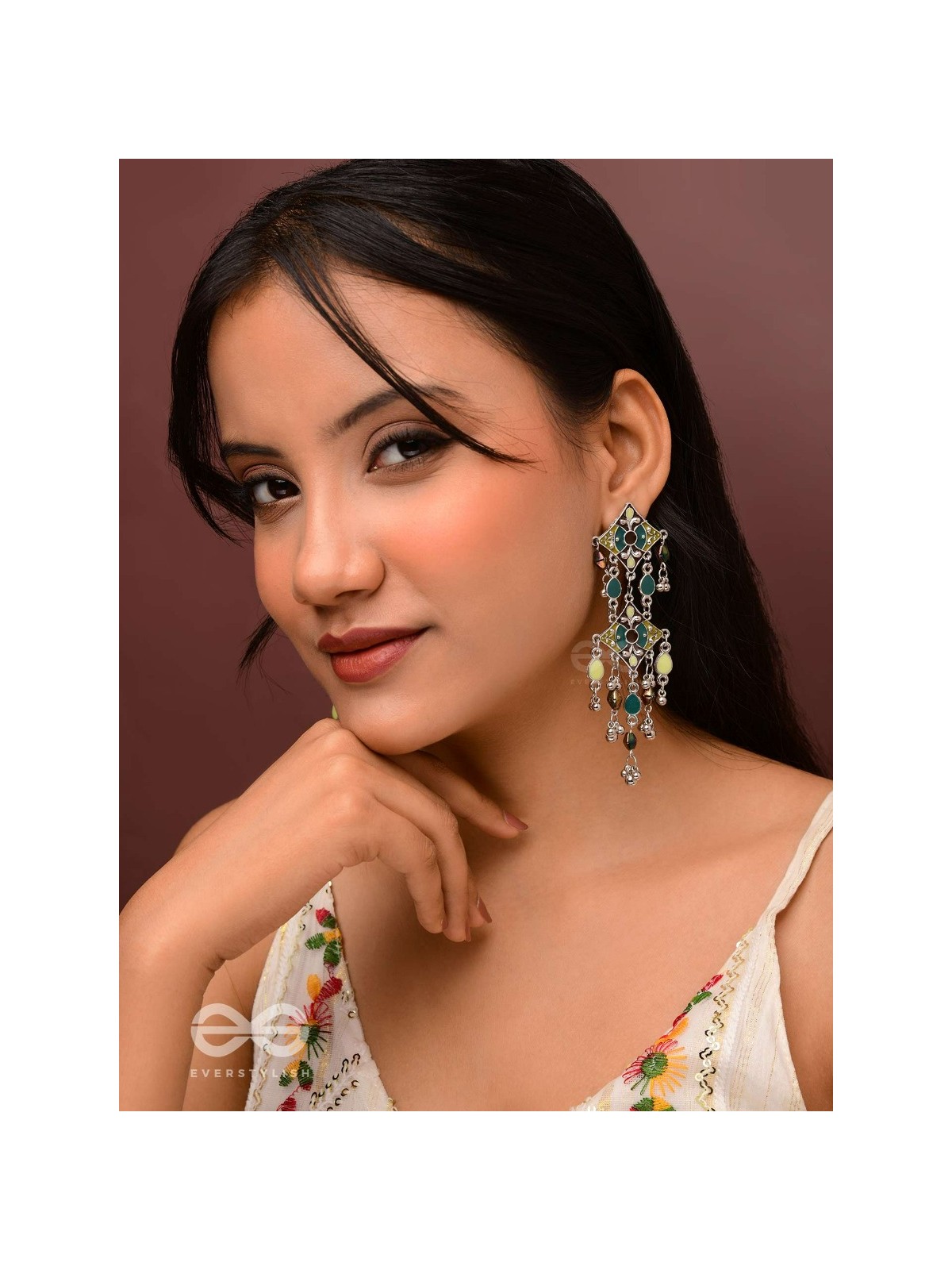 The Earthy Shades - Enamelled Oxidised Earrings