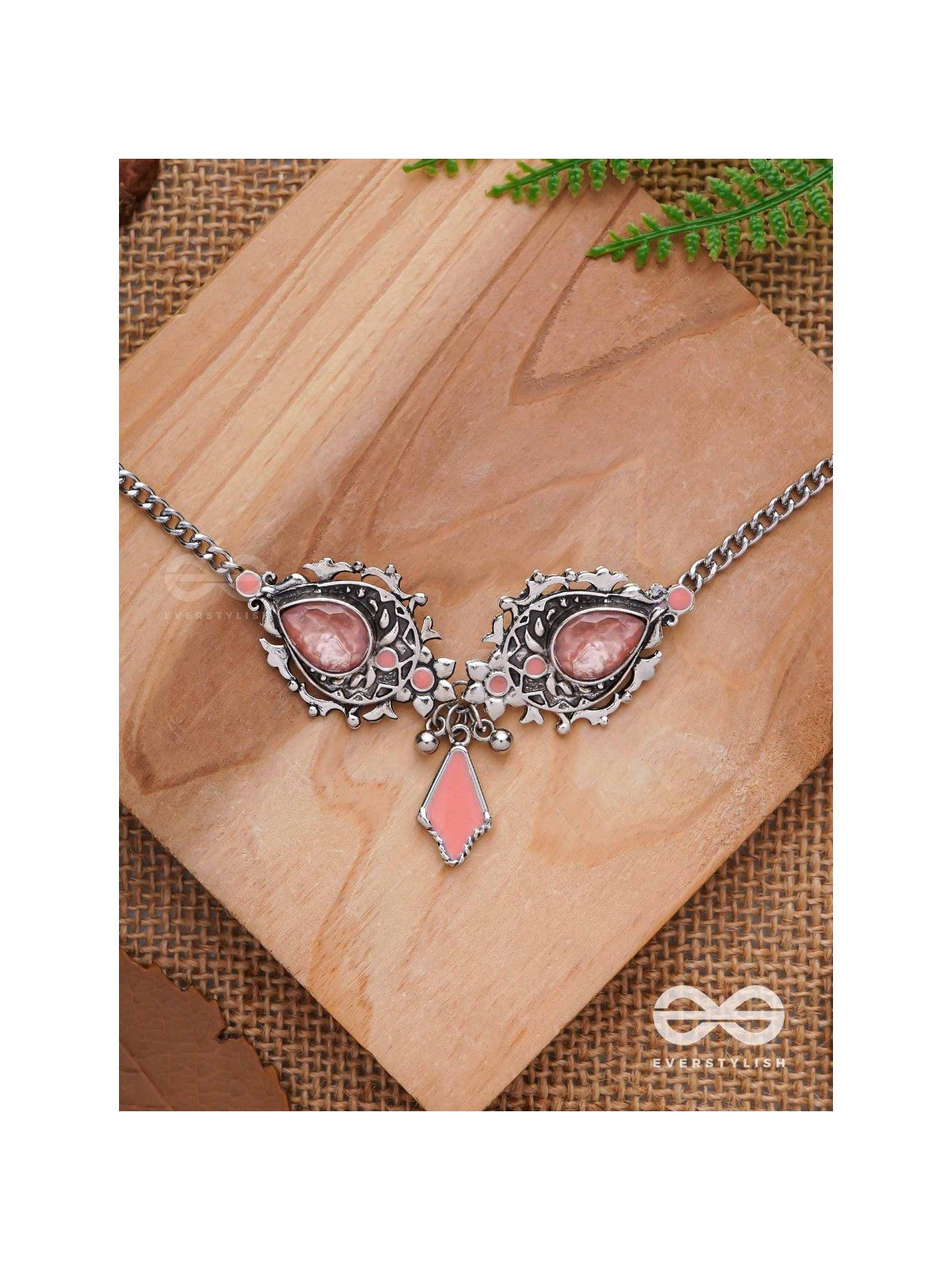 The Rosy Reminiscence - Enamelled Oxidised Choker Neckpiece