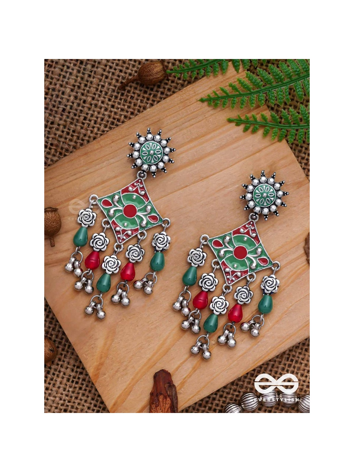 The Floral Hues - Enamelled Oxidised Earrings