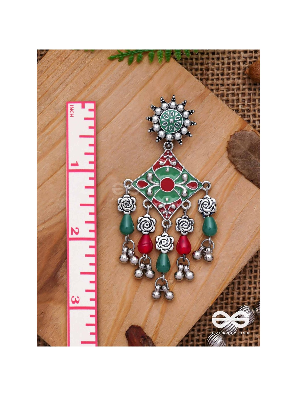 The Floral Hues - Enamelled Oxidised Earrings