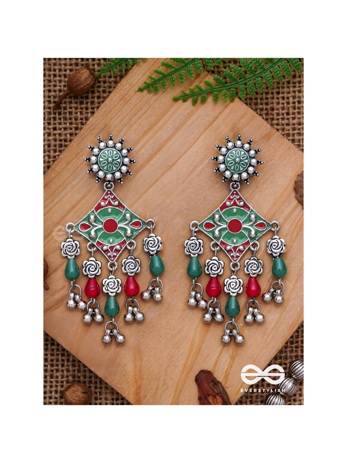 The Floral Hues - Enamelled Oxidised Earrings