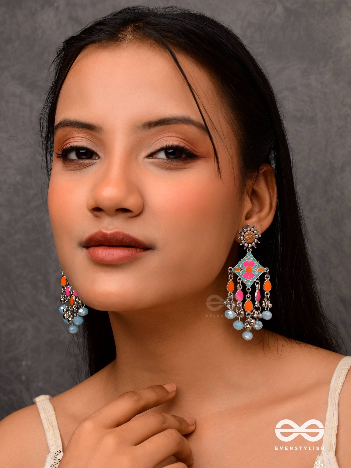 The Bright Merries - Enamelled Oxidised Earrings