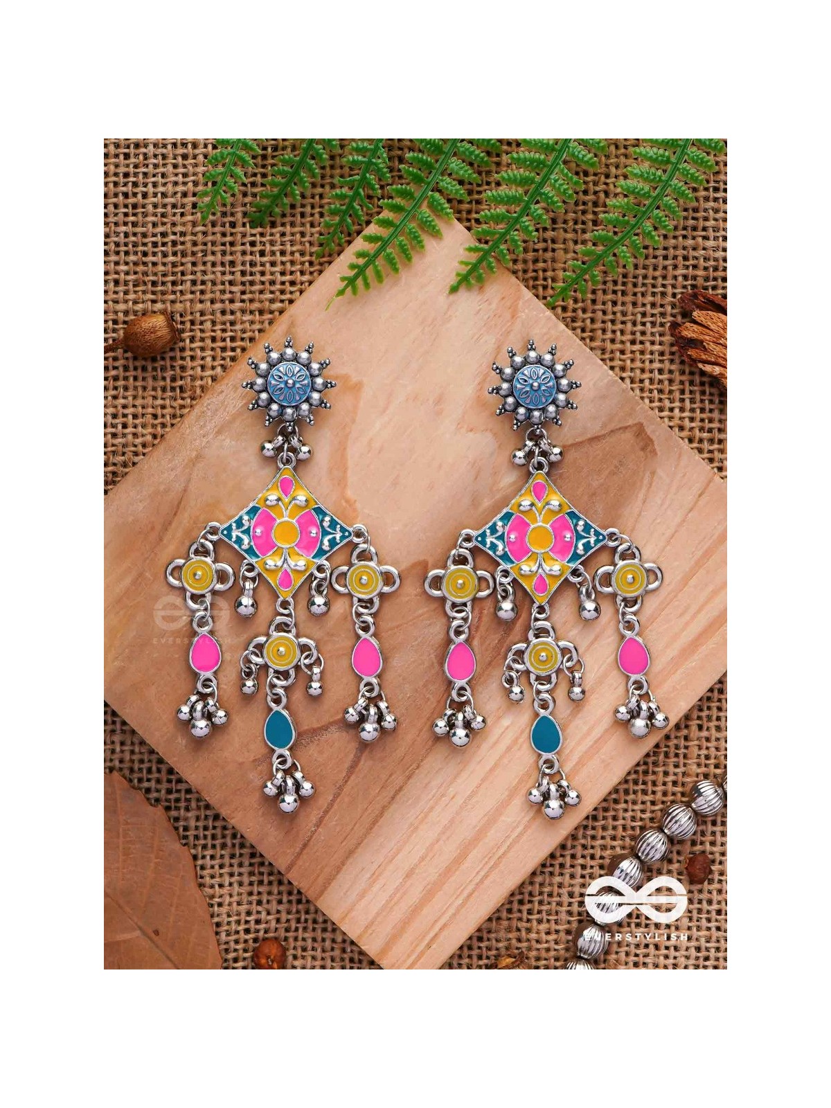 The Sunset Landscape - Enamelled Oxidised Earrings