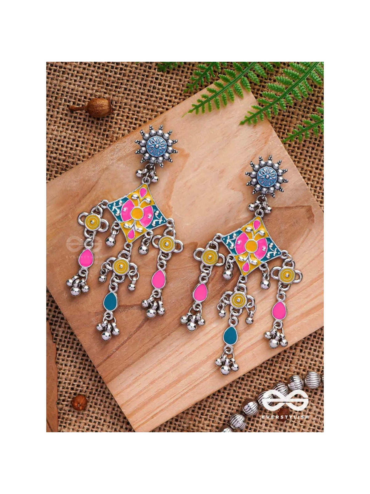 The Sunset Landscape - Enamelled Oxidised Earrings