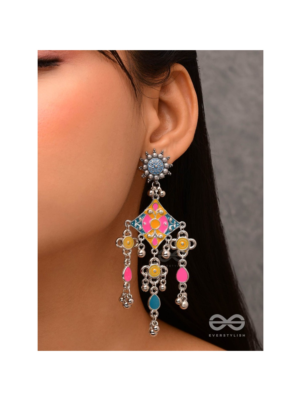 The Sunset Landscape - Enamelled Oxidised Earrings