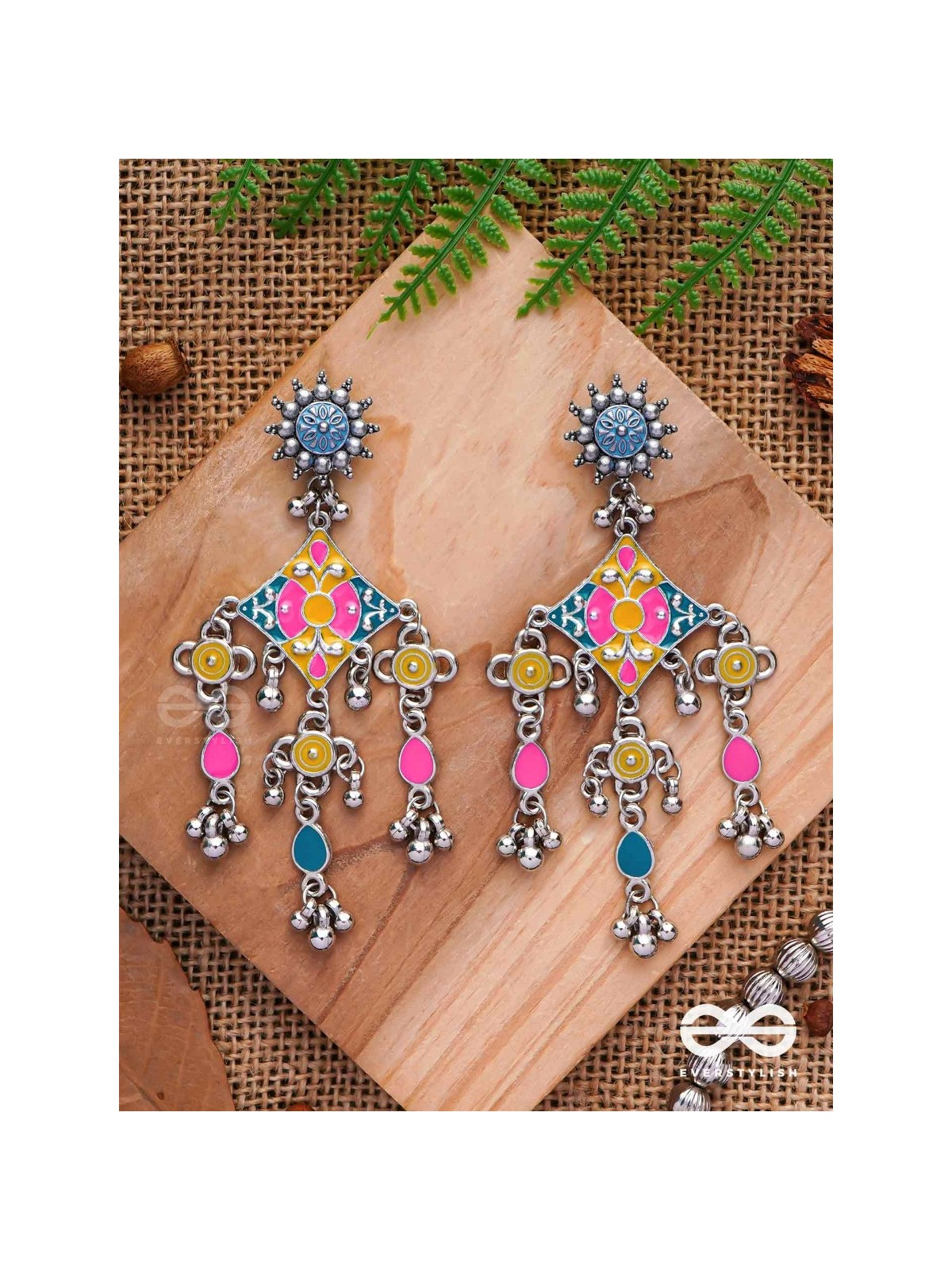 The Sunset Landscape - Enamelled Oxidised Earrings