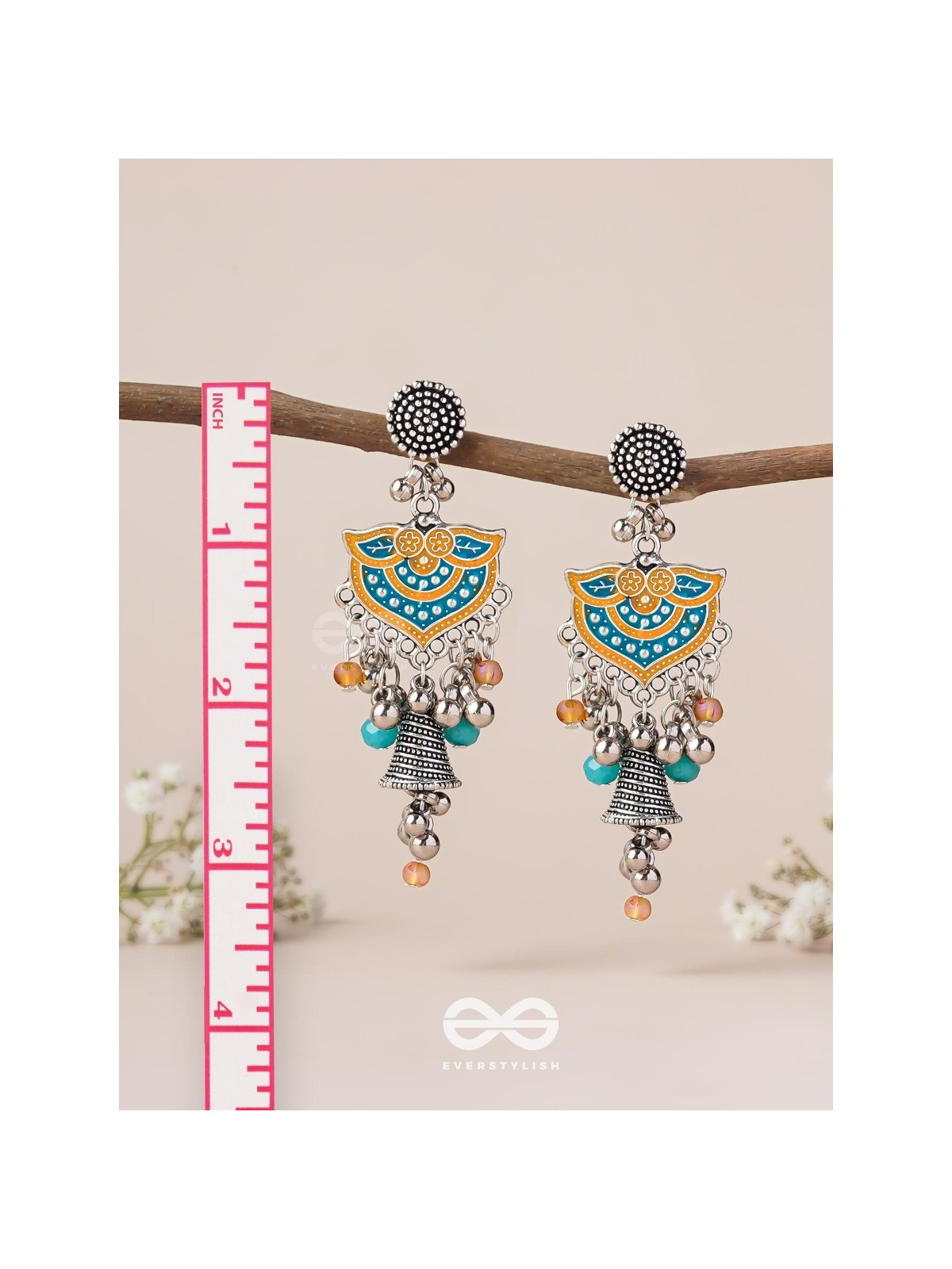 The Sunset Bells - Enamelled Oxidised Earrings