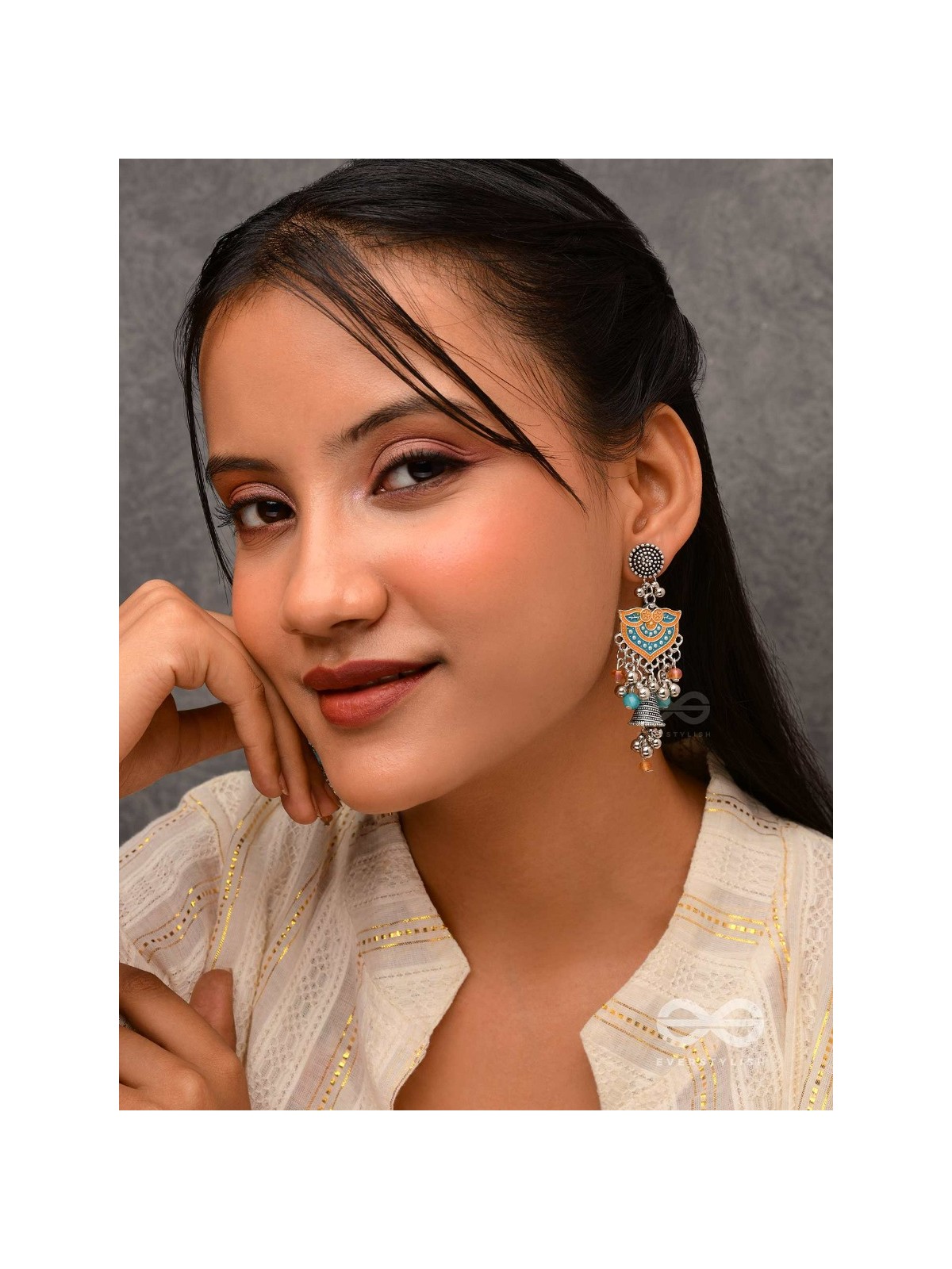 The Sunset Bells - Enamelled Oxidised Earrings