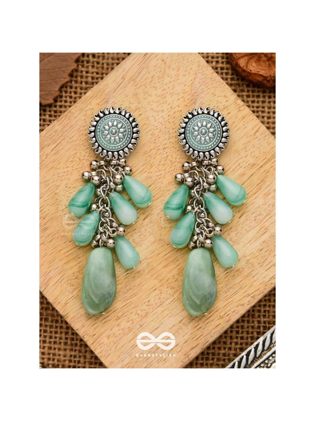 The Misty Drops - Enamelled Oxidised Earrings