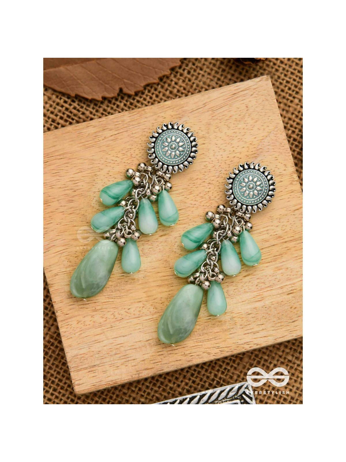 The Misty Drops - Enamelled Oxidised Earrings