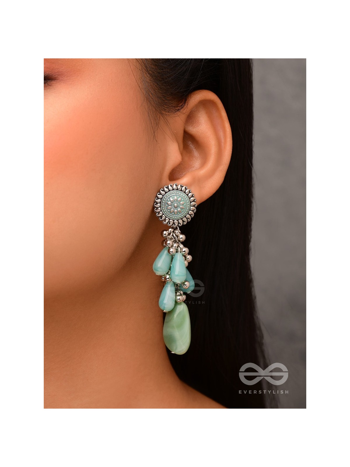 The Misty Drops - Enamelled Oxidised Earrings