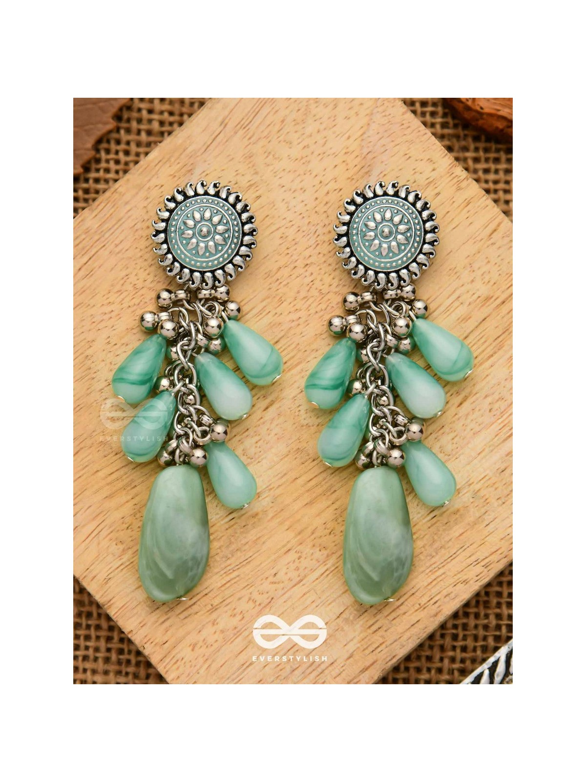 The Misty Drops - Enamelled Oxidised Earrings