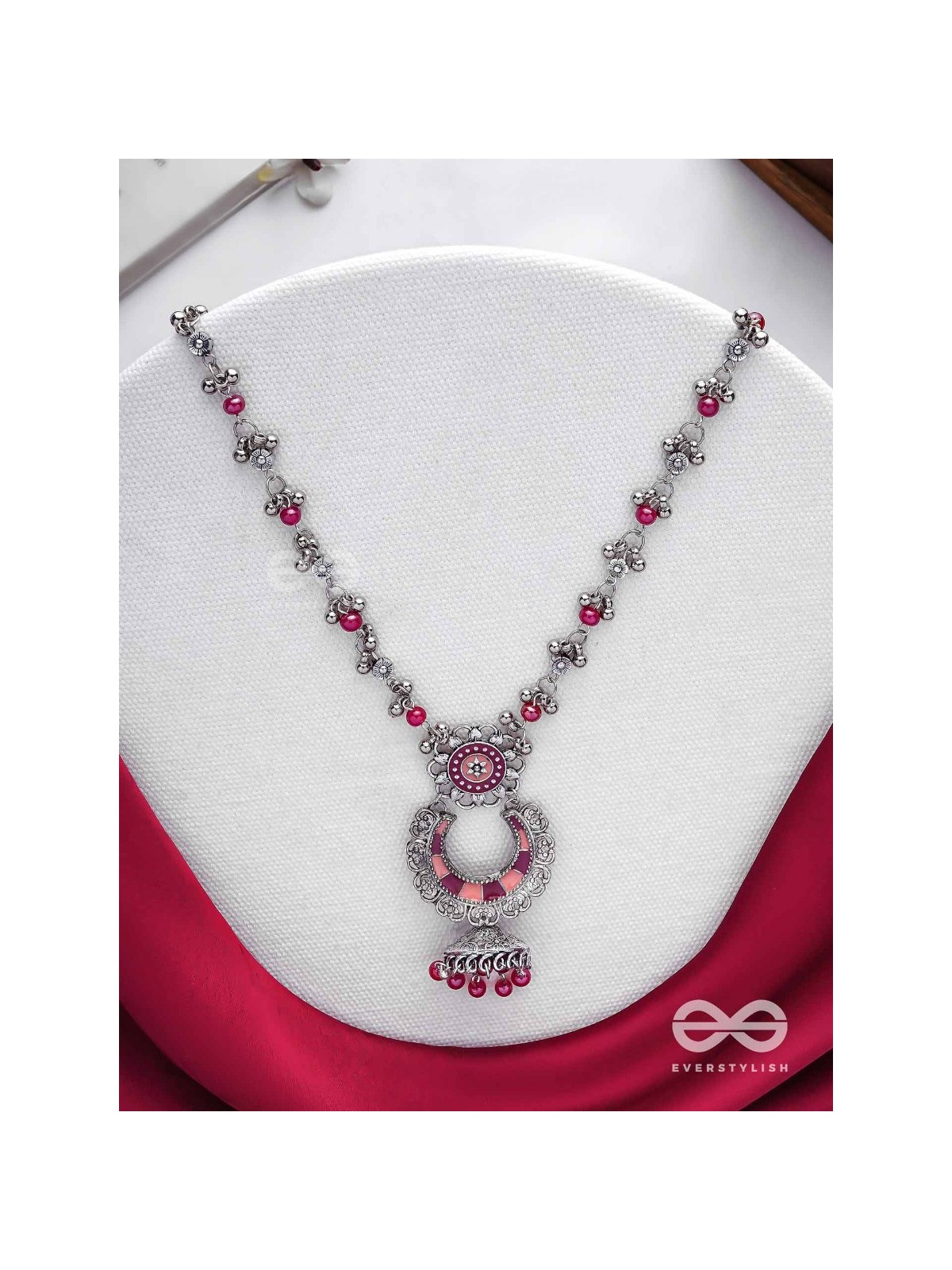 The Crimson Celebrations - Enamelled Oxidised Neckpiece