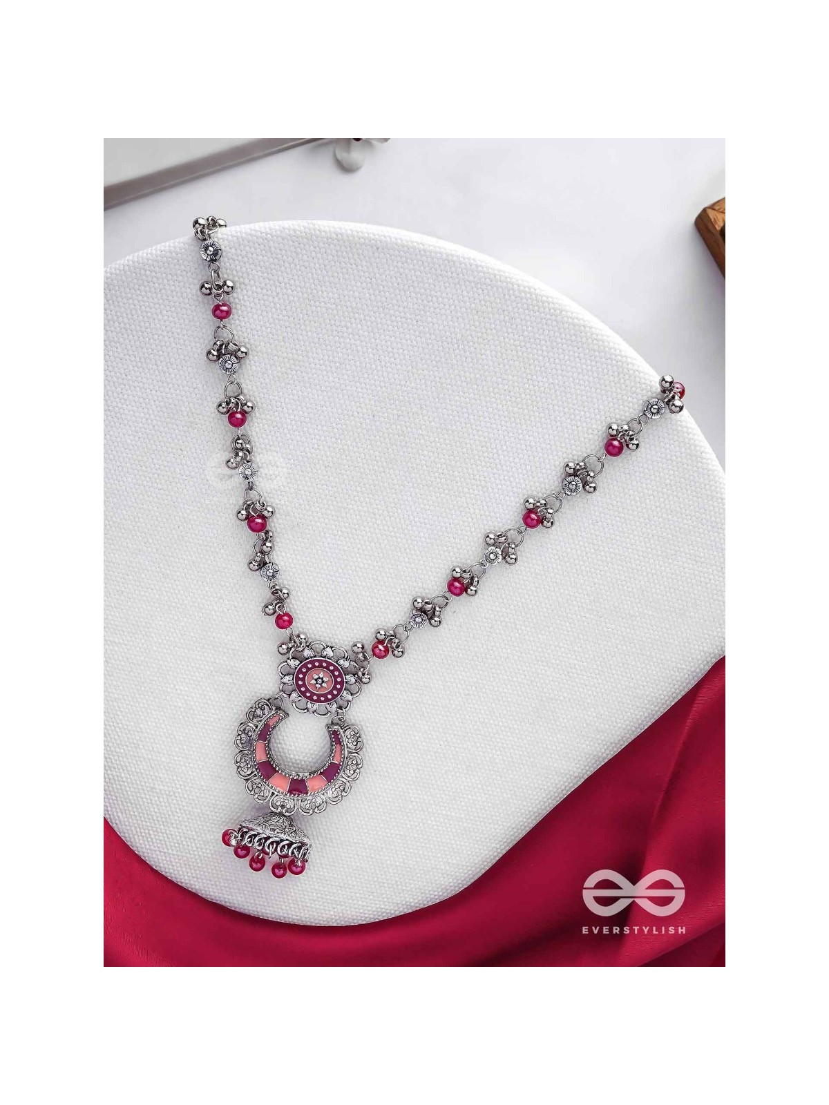 The Crimson Celebrations - Enamelled Oxidised Neckpiece