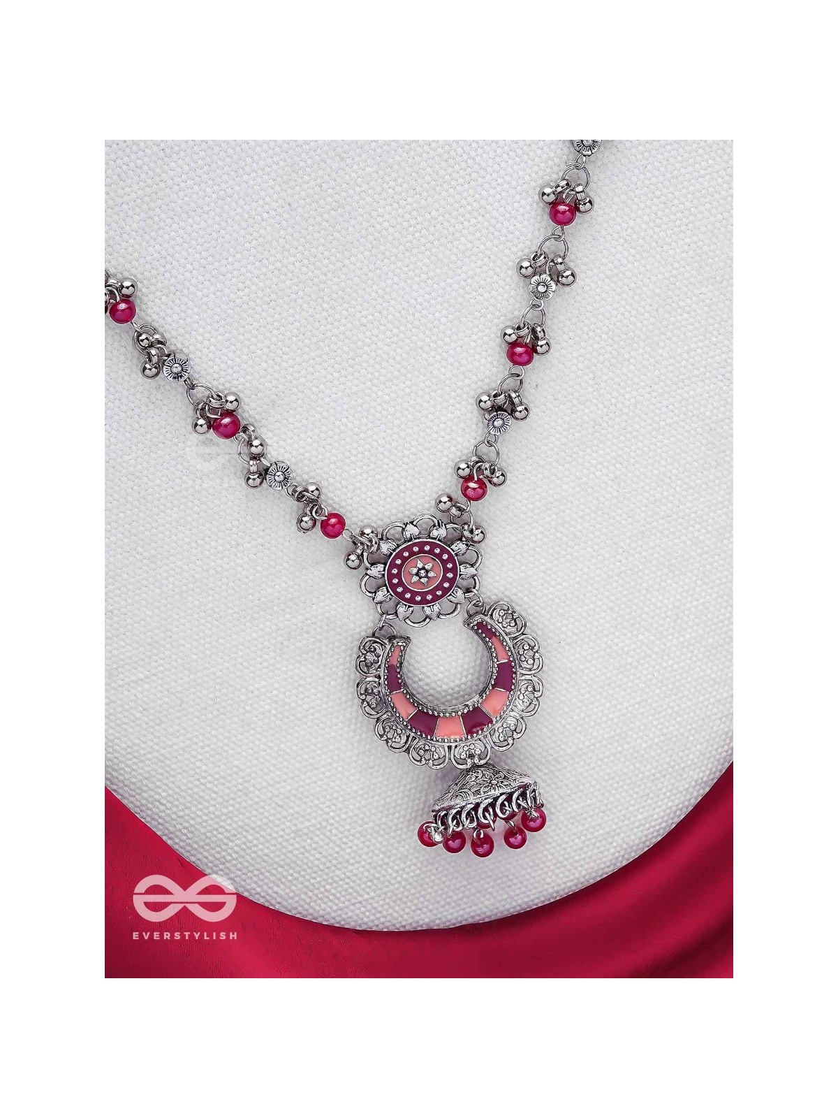 The Crimson Celebrations - Enamelled Oxidised Neckpiece