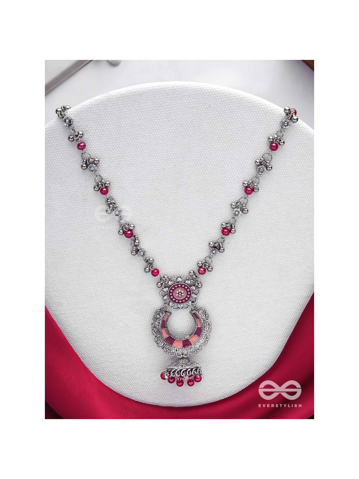 The Crimson Celebrations - Enamelled Oxidised Neckpiece