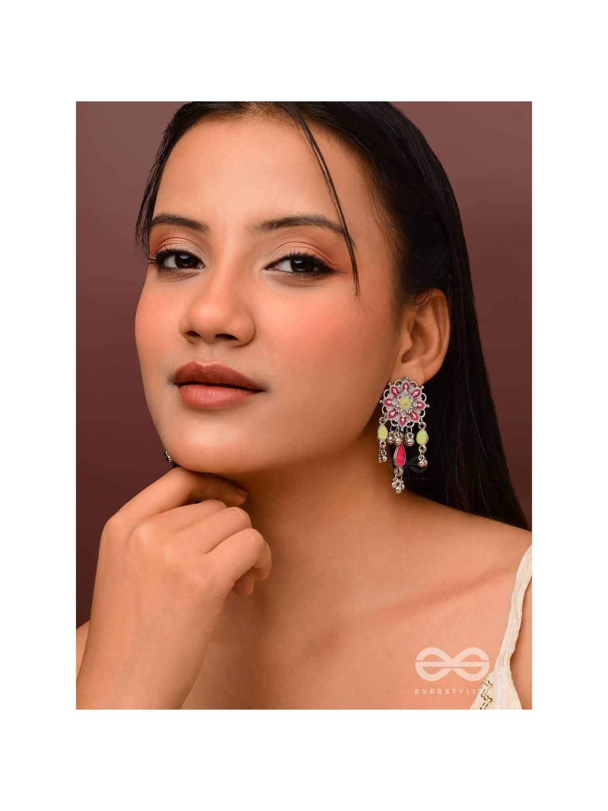 The Hibiscus Fantasy - Enamelled Oxidised Earrings