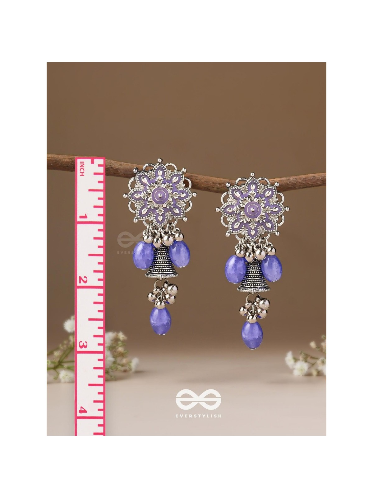 The Azure Snowflakes - Enamelled Oxidised Earrings