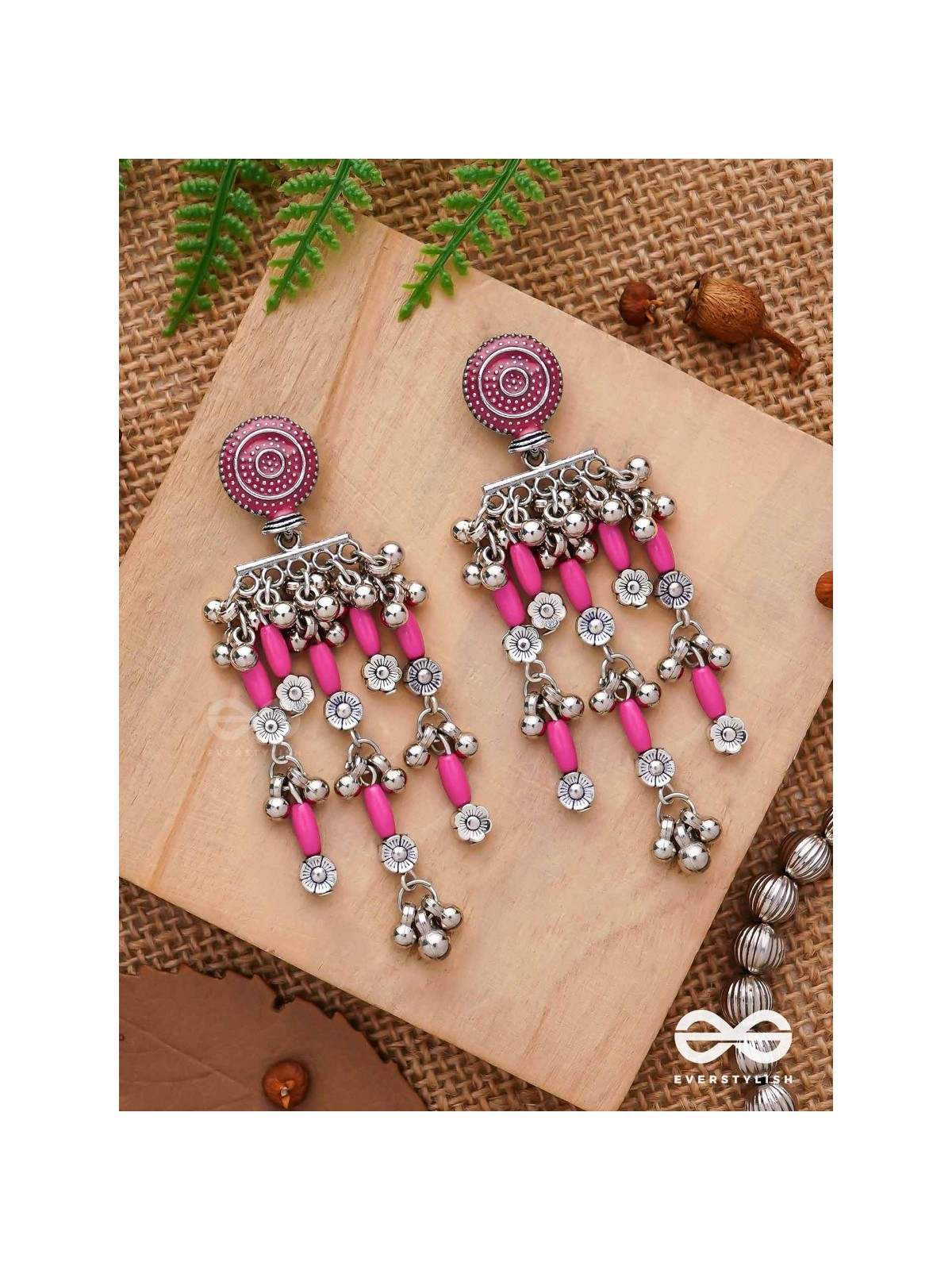 The Fuchsia Fairies - Enamelled Oxidised Earrings