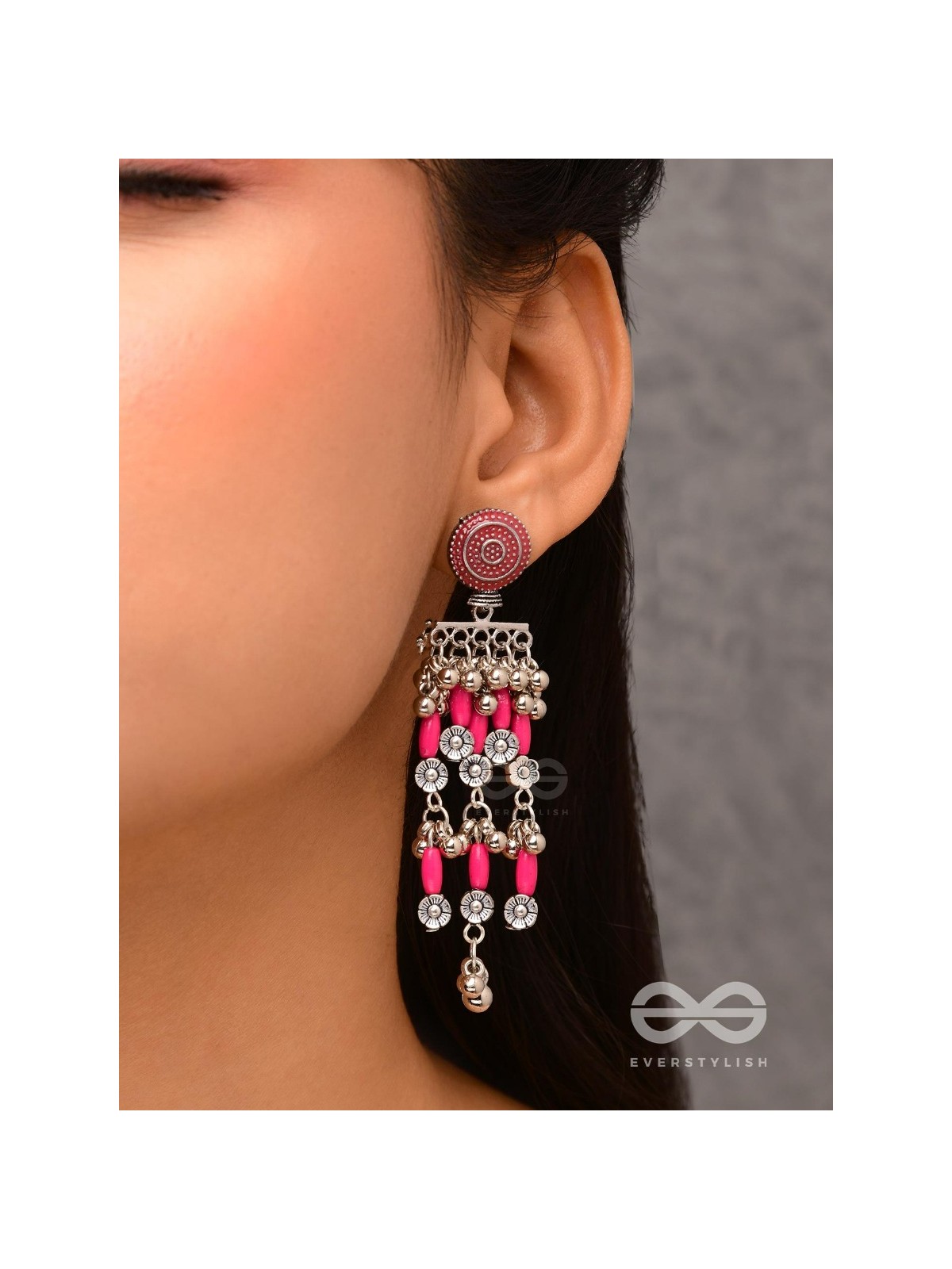 The Fuchsia Fairies - Enamelled Oxidised Earrings