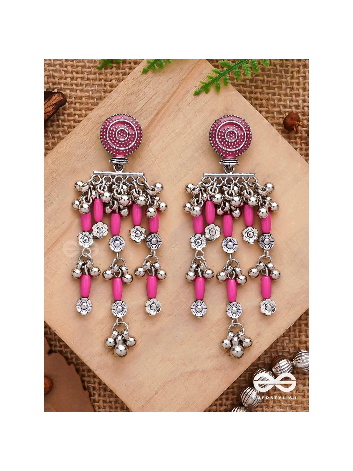 The Fuchsia Fairies - Enamelled Oxidised Earrings