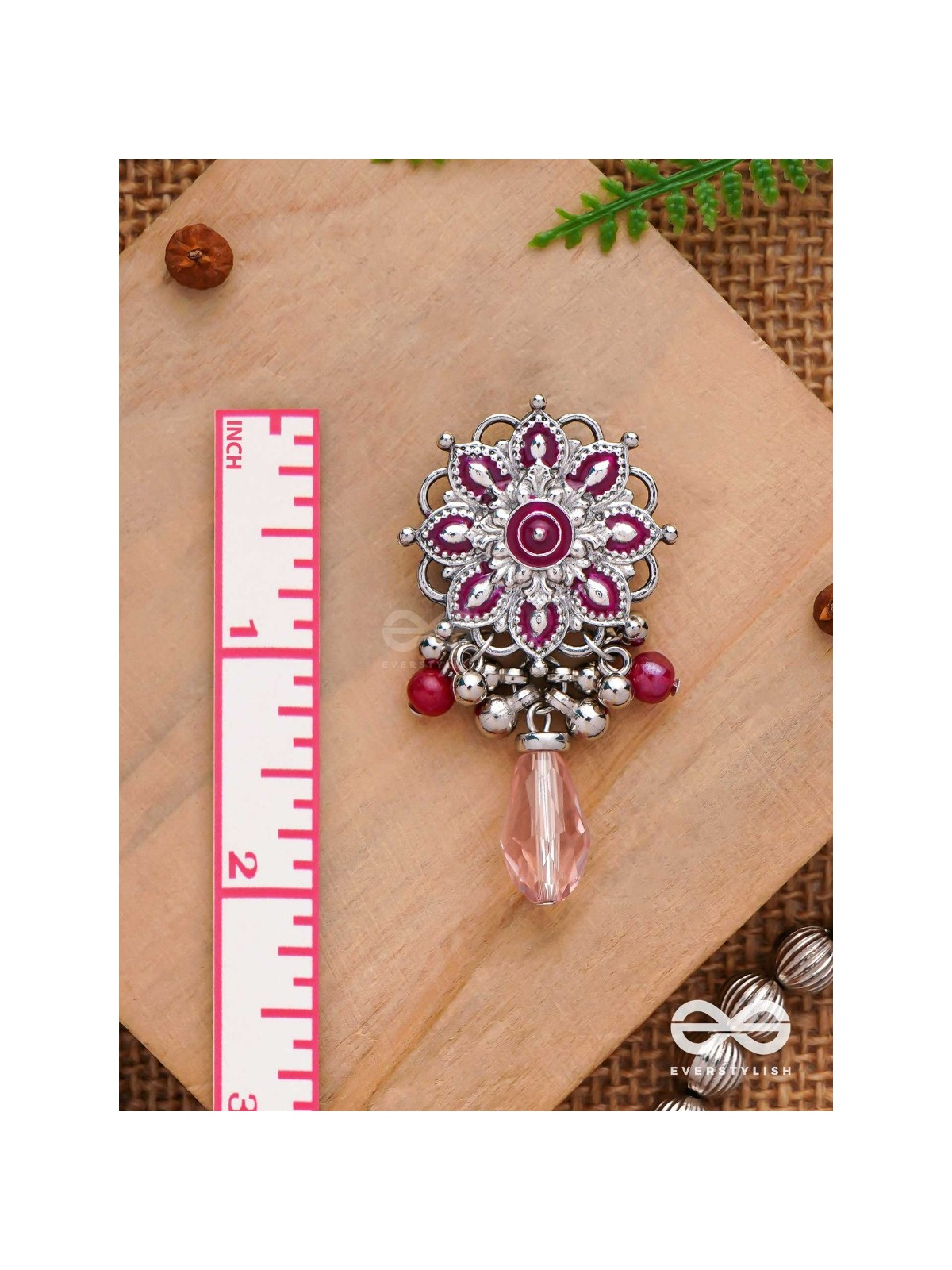 The Rosy Intricacy - Enamelled Oxidised Earrings