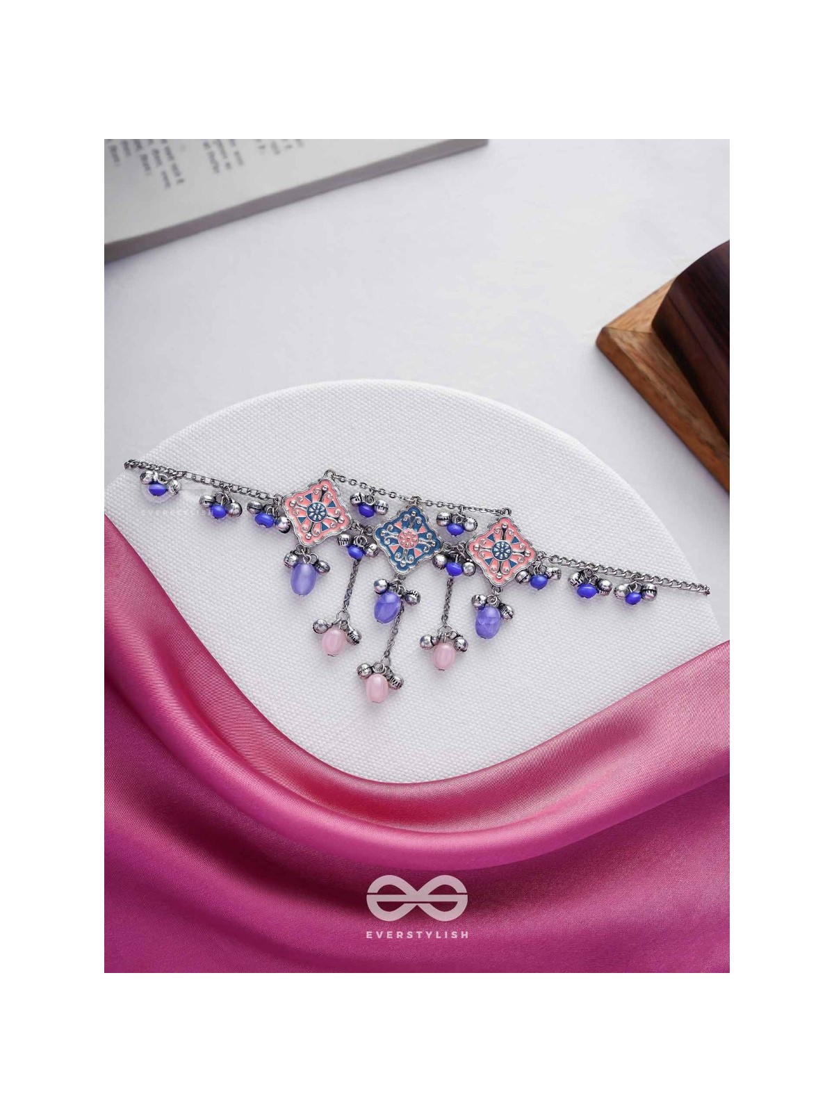 The Indigo Blush - Enamelled Oxidised Neckpiece