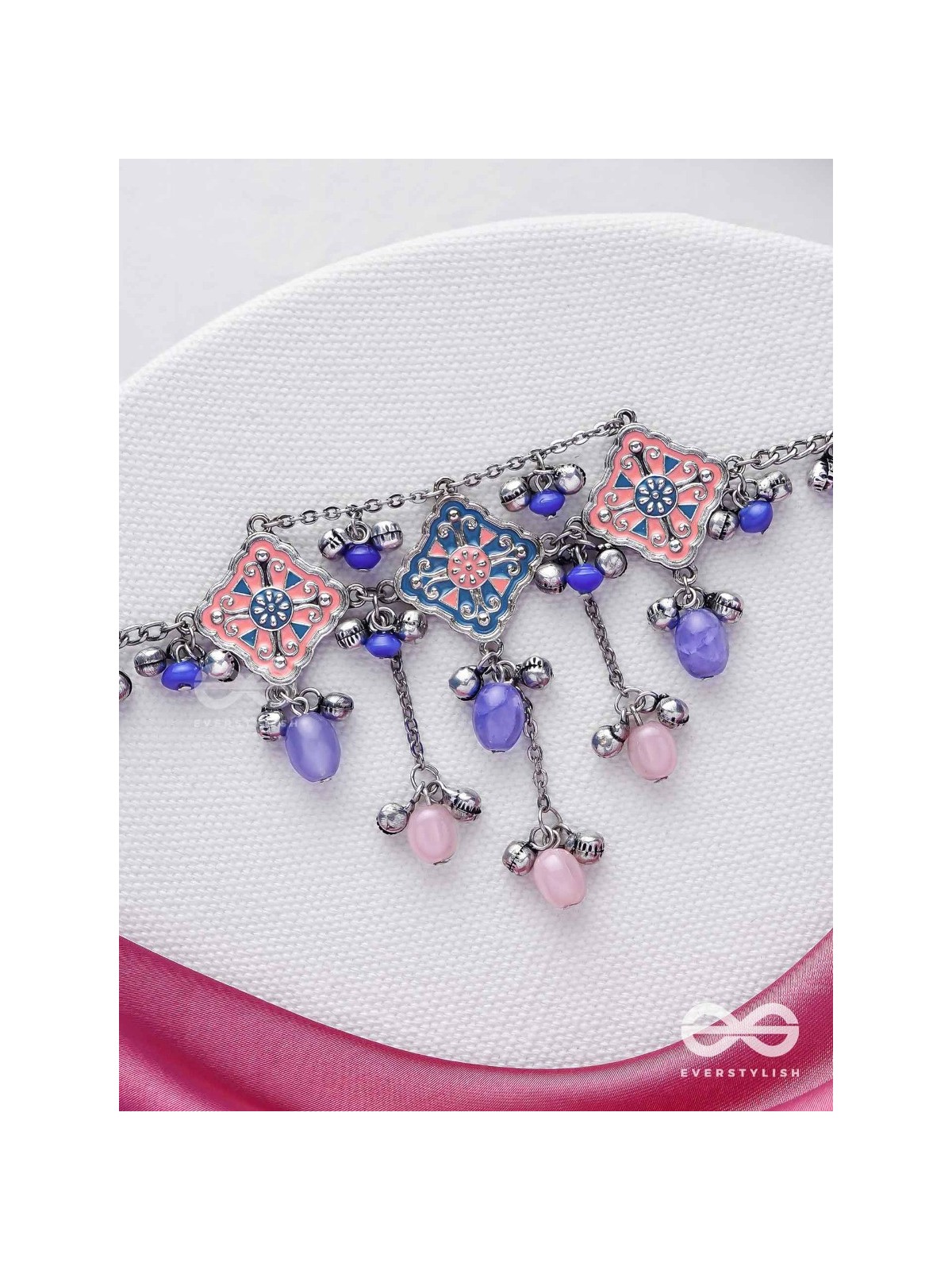 The Indigo Blush - Enamelled Oxidised Neckpiece