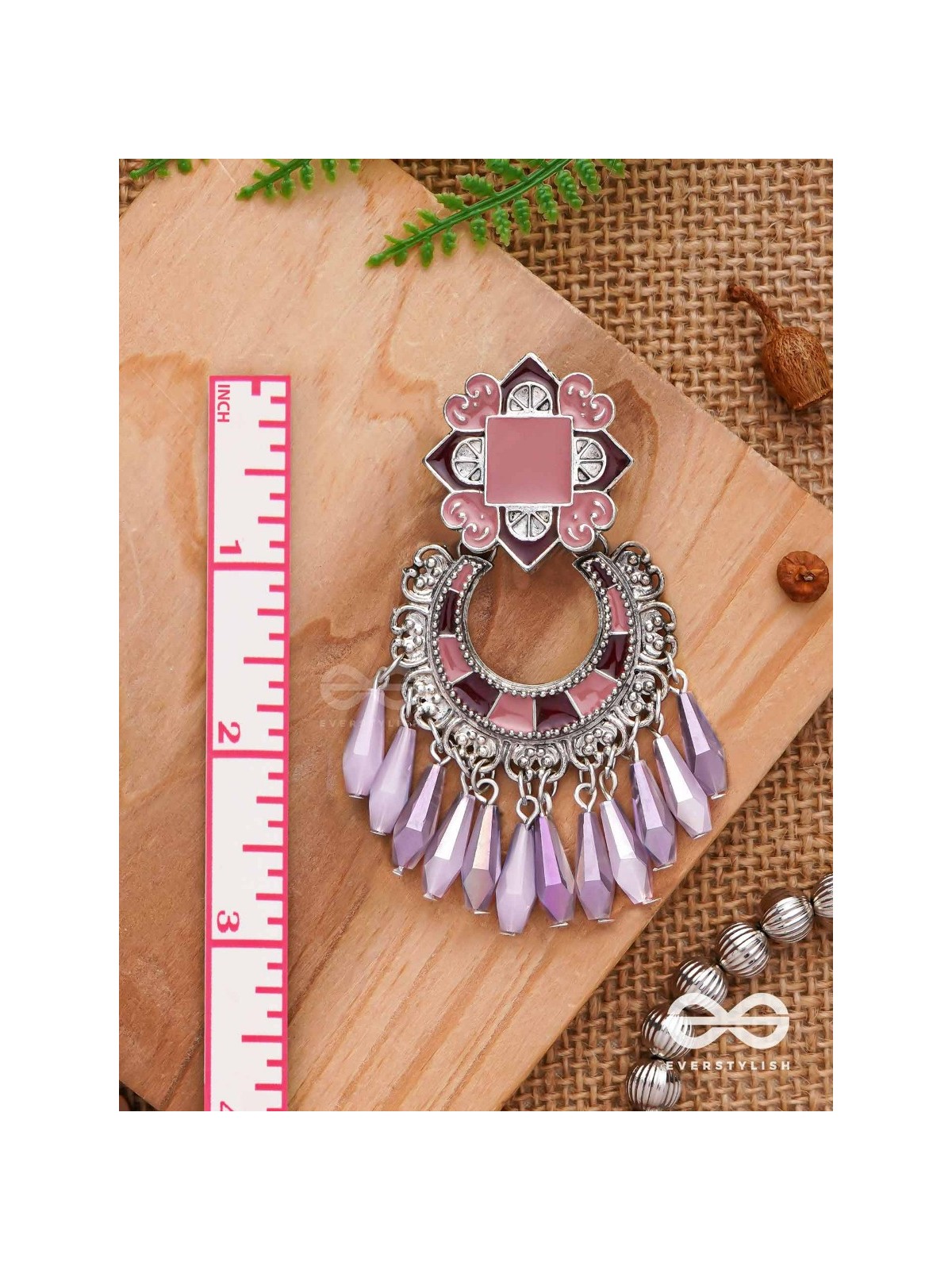 The Tender Lilac - Enamelled Oxidised Earrings