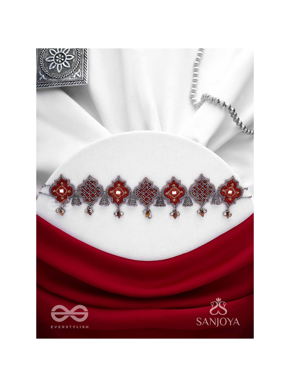 Sulohit - The Sangria Serenade - Beads And Dabka Hand Embroidered Choker Neckpiece