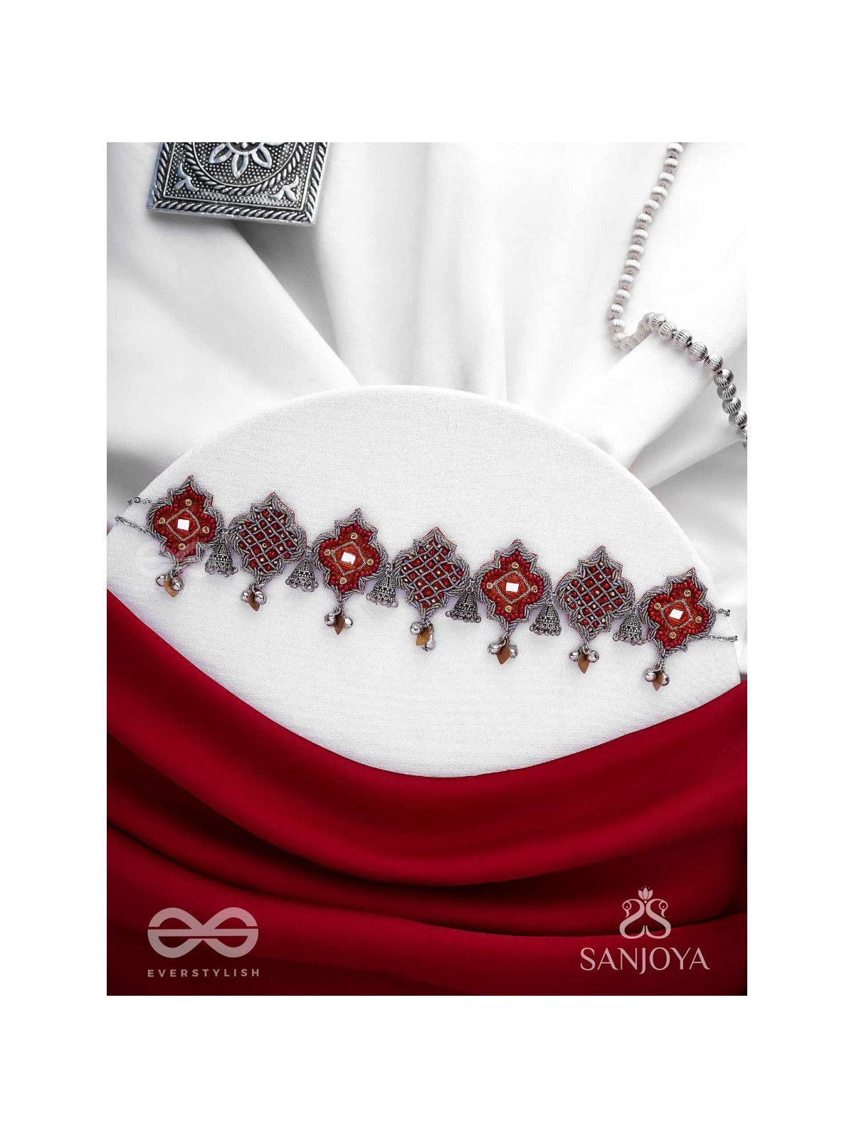 Sulohit - The Sangria Serenade - Beads And Dabka Hand Embroidered Choker Neckpiece